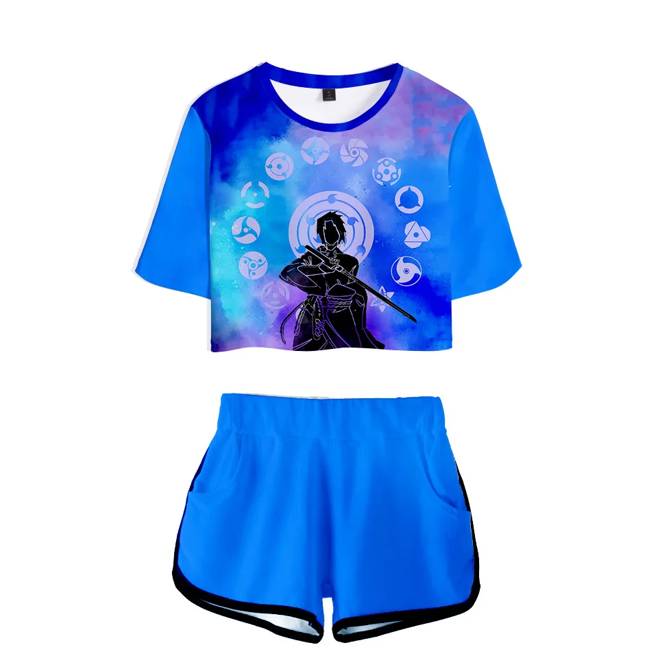 

2021 New Arrival Ninja Women Two Piece Set Shorts+lovely T-shirt Harajuku Streetwear Casual Hip hop Sets