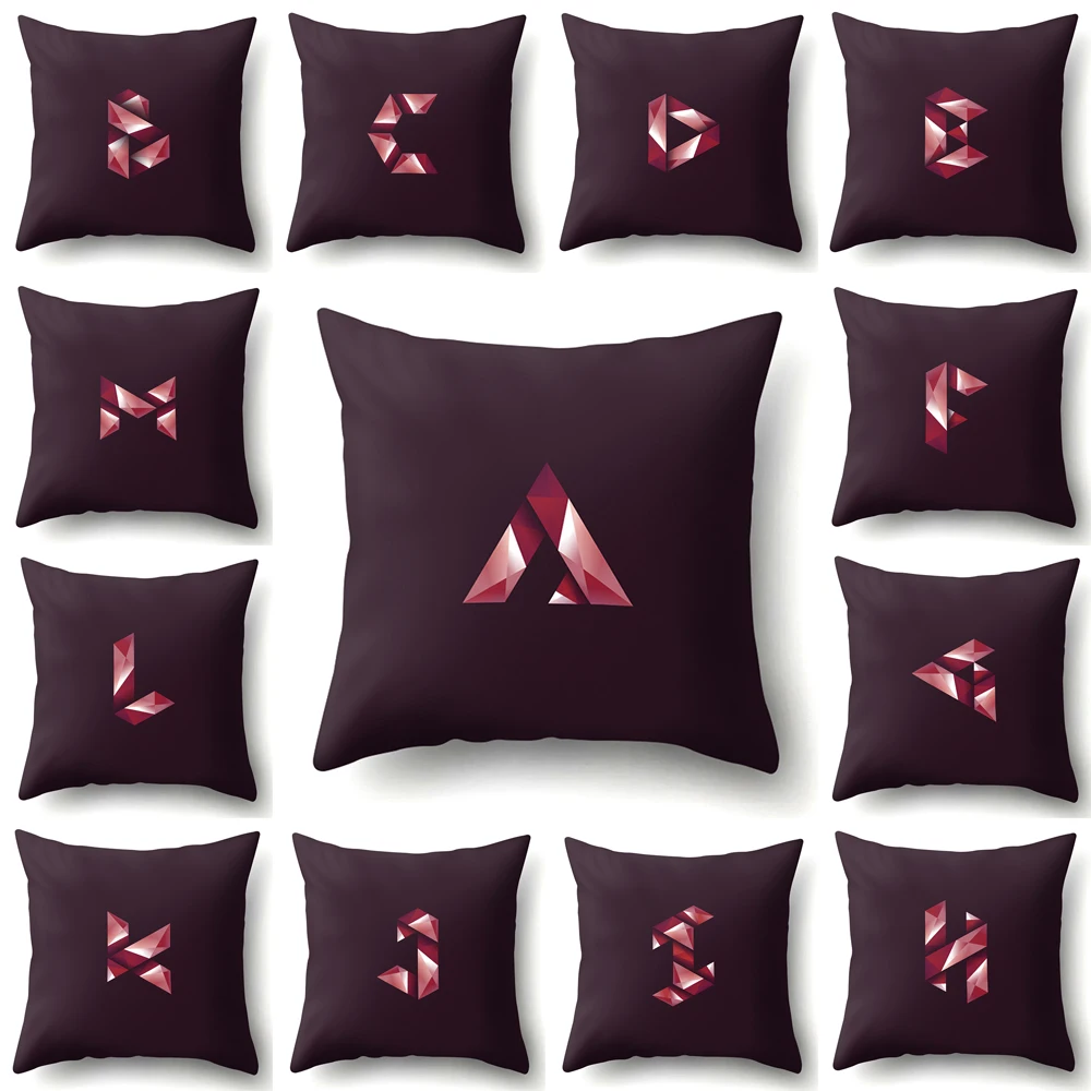 

Letter Pattern Pillowcase Decorative Cushion Cover Cool Black Geometric Printing Home Car Sofa Living Room Decor Pillow Cover