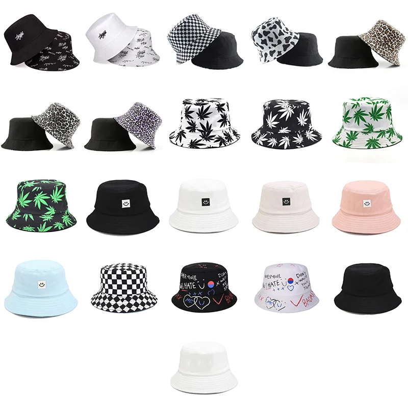 WEOOAR Double-sided Men's Panama Hats 2022 Summer Women's Bucket Hat Ladies Fisherman Sun Visor Caps Fishing bone Luxury bob |