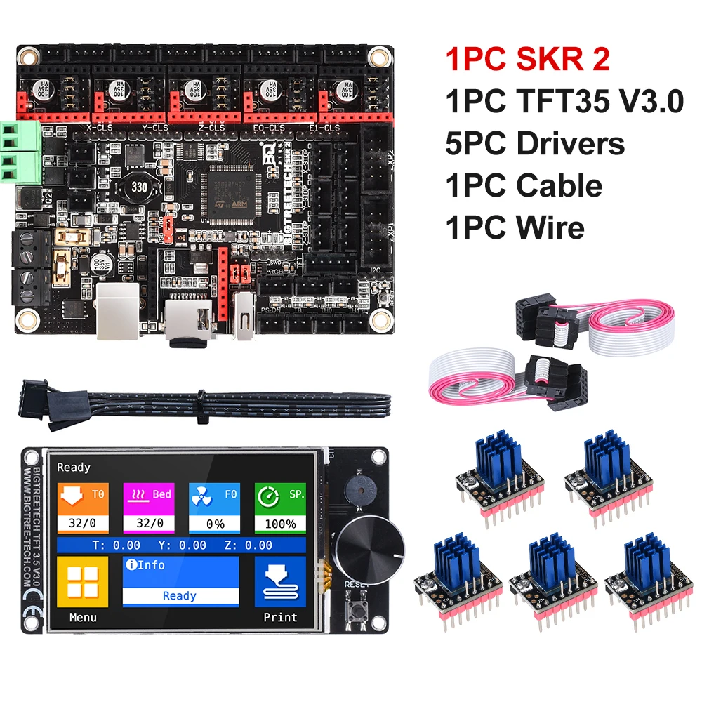 

BIGTREETECH SKR 2 материнская плата + TFT35 V3.0 TMC2209 TMC2208 обновление BTT SKR V1.4 Turbo Запчасти для 3D-принтера MKS SGEN Ender 3 V2