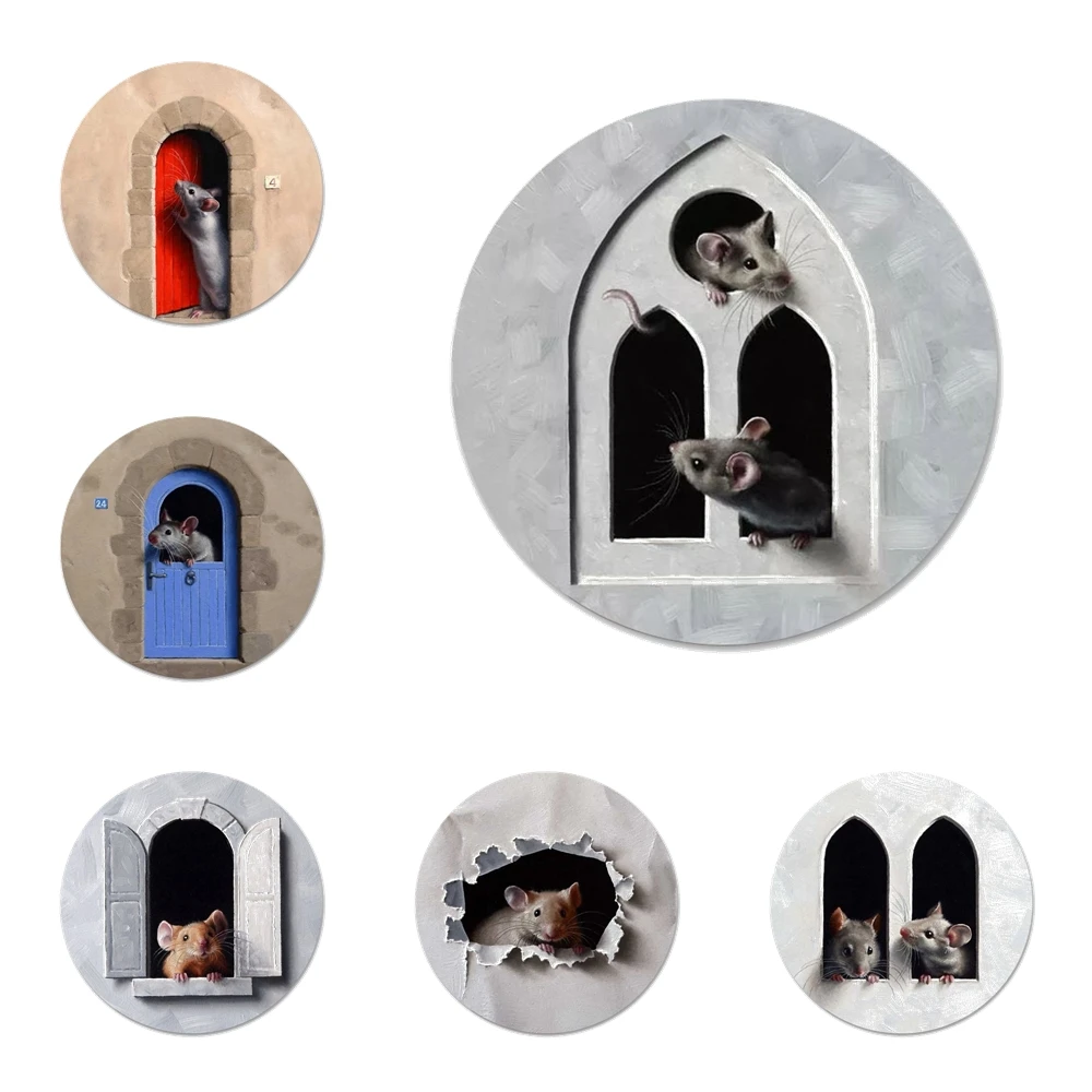 58 мм милые Мультяшные значки в виде мыши украшения броши металлические для