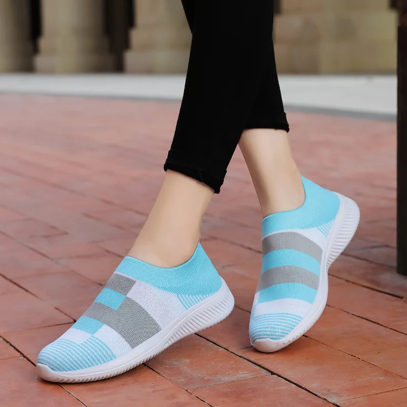 

2021 Women's Casual Vulcanized Shoes Woman Sock Sneakers Flat Women Knitted Flat Shoes Ladies Slip On Female Loafers Summer