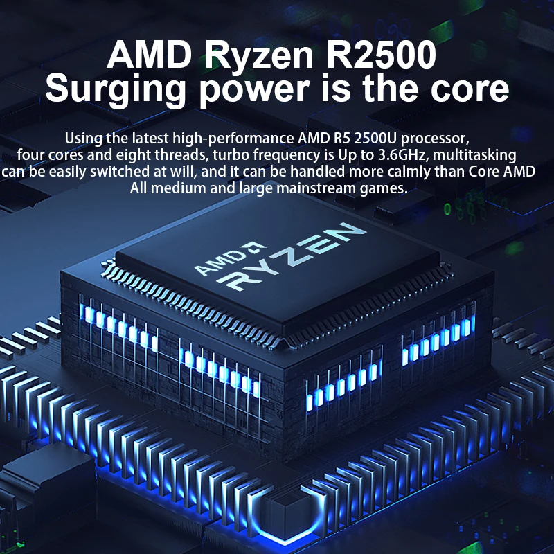 Ультрабук игровой металлический с поддержкой Wi-Fi Bluetooth AMD Ryzen 3 2200U Windows 10 11 Pro -