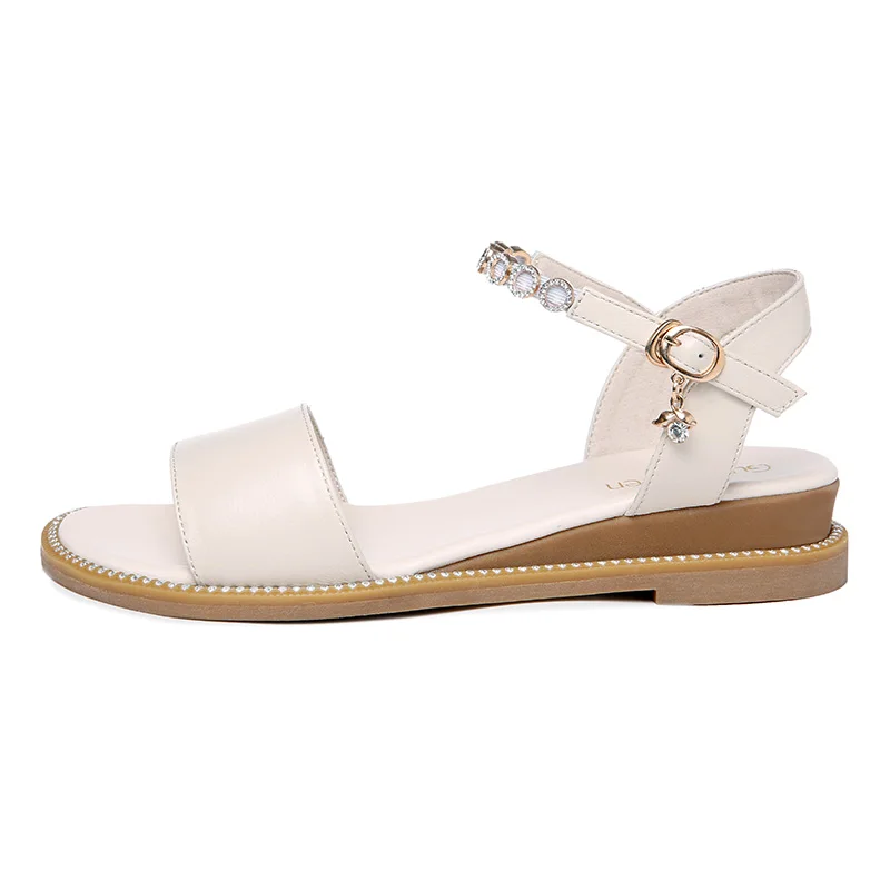 

Open-Toed Wedge Sandals, Flat Buckle Solid Color Shoes, Women'S Platform Women'S Shoes