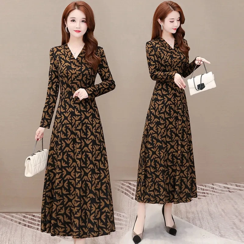 

Женское длинное платье с V-образным вырезом, размеры до 5Xl