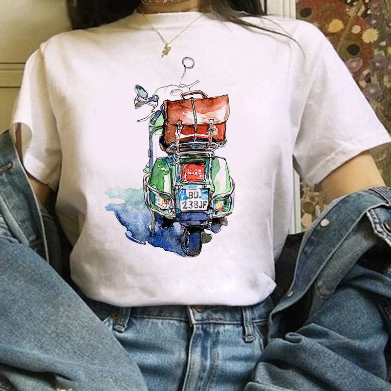 

Cute motorcycle T Shirt New Money Heist Women La Casa De Papel Tshirt Women Vogue Casual Dali Mask Casa De Papel T-shirt Top