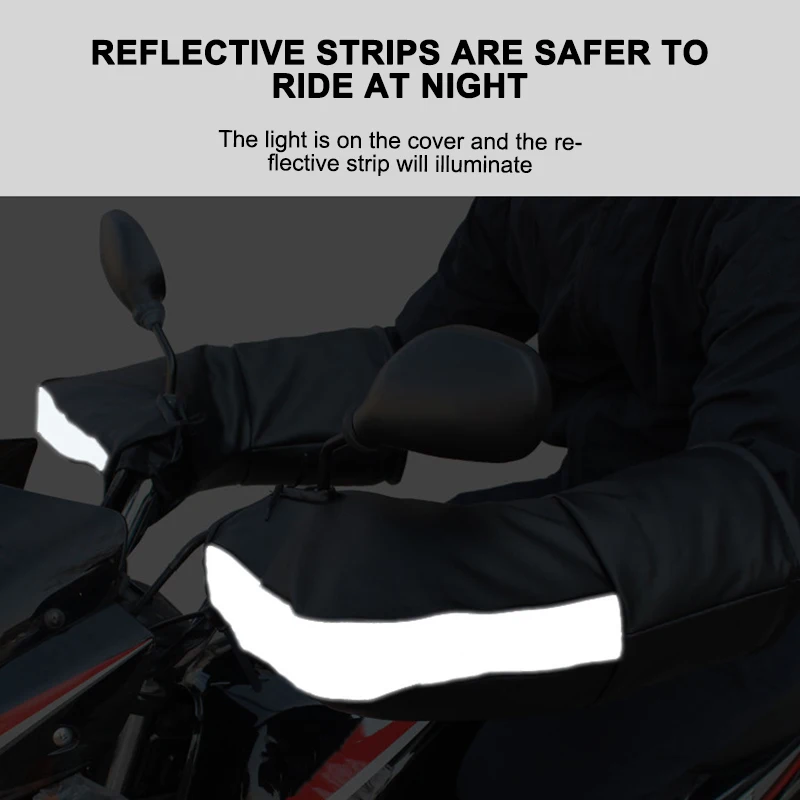 Зимние теплые мотоциклетные перчатки на руль со светоотражающей полосой