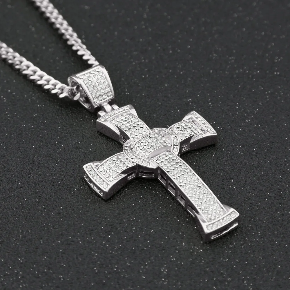 

European Hip Hop Necklace Men's Fashionable Hip Hop Cross Necklace Personalized Watch Accessories Set Party Special