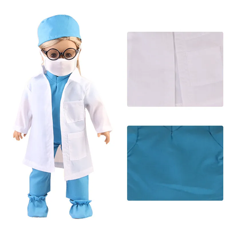 

Nurse Tops Trousers Dress Suit Outfit Set Clothes for 18" American Girl BJD 43cm Reborn Baby Pajamas Doll Accessories