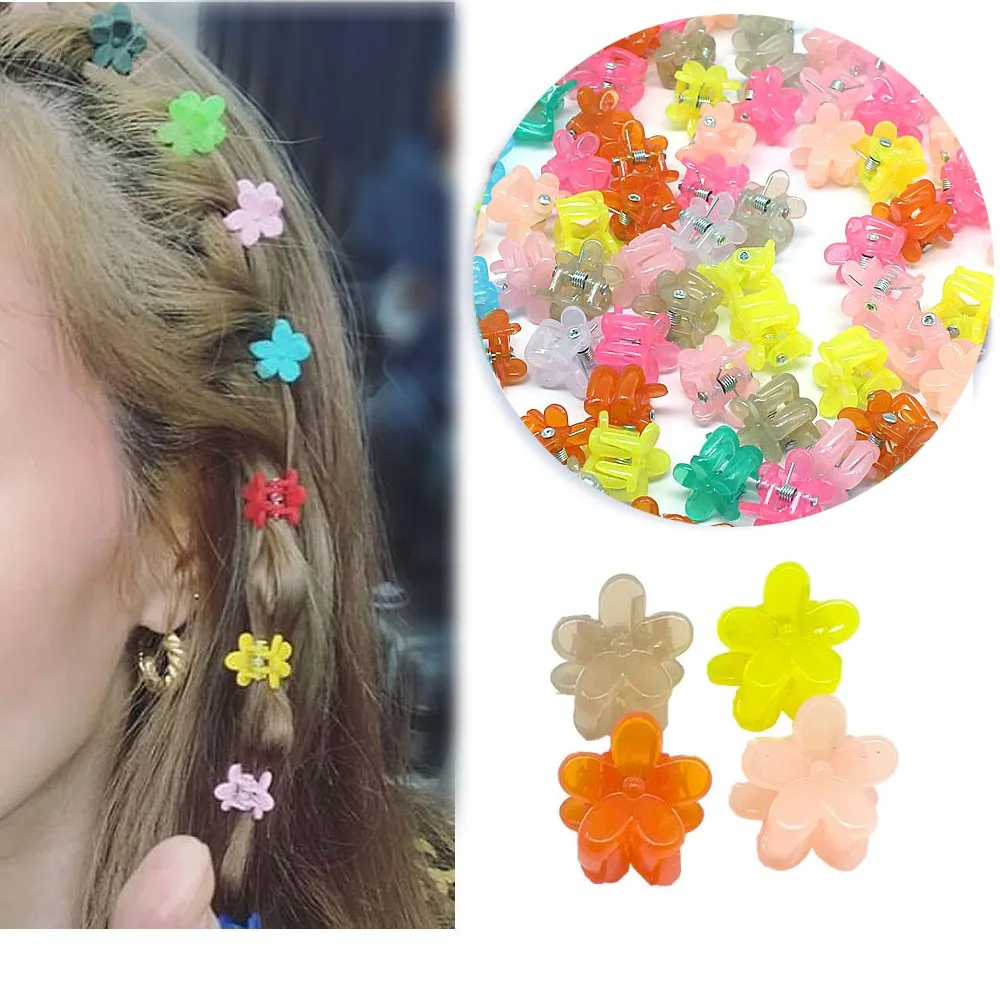 

36pcs Baby Girls Mini Hair Claw Clips Jelly Color Small Grasping Flower Clip Hair Accessories Barrattes School Girls Kids Teens