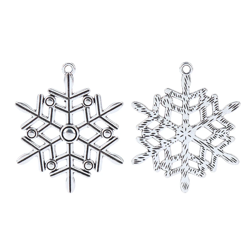 

6 x Tibetan Silver Large Snowflake Charms Pendants for Necklace Jewelry Making Accessories 58x47mm