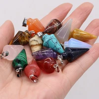 5pc natural stone amethysts pendants cone shape red agates malachite charms for jewelry making diy necklace earrings gifts