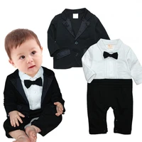 2021 new spring long sleeve romper baby kids clothes for boys birthday party evening costume 2pcs jumpsuit coat children 0 2 y