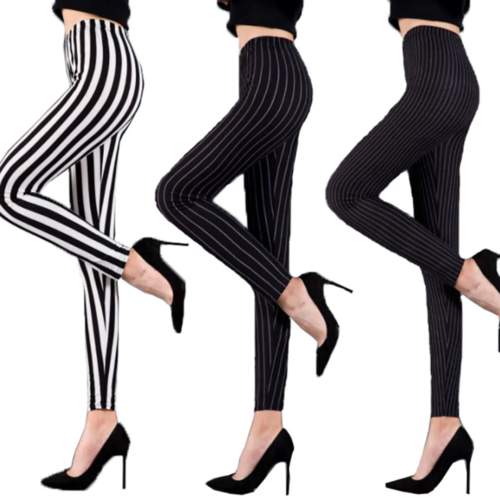 

Fashion Women Stripes High Waist Elastic Slim Pants Yoga Leggings Gym Sports Trousers 2021 Slim Hip-Lift Pants Casual Leggings