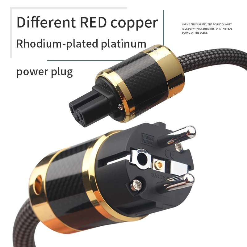 TOP BEST 6N High-purity Pure Silver Audio Power Cable EU/US Red Copper Rhodium-plated Platinum Plug | Электроника