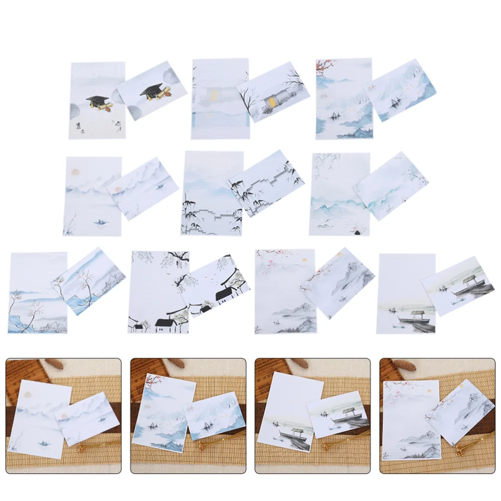 

10 Sets Beautiful Envelope and Stationery Paper Kit Stationery Envelopes Set