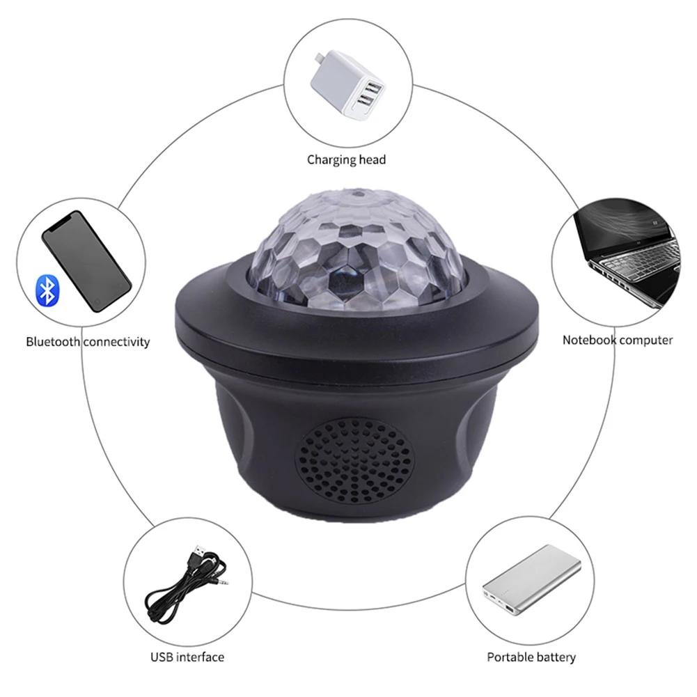 

LED Starry Watermark Projector USB Music Laser Night Light Remote Bluetooth Control Stage Projection Lamp for Kids Gifts