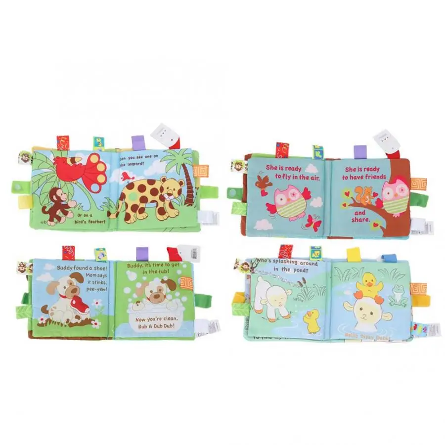 Обучающие тканевые книжки для новорожденных с изображением животных обезьяны