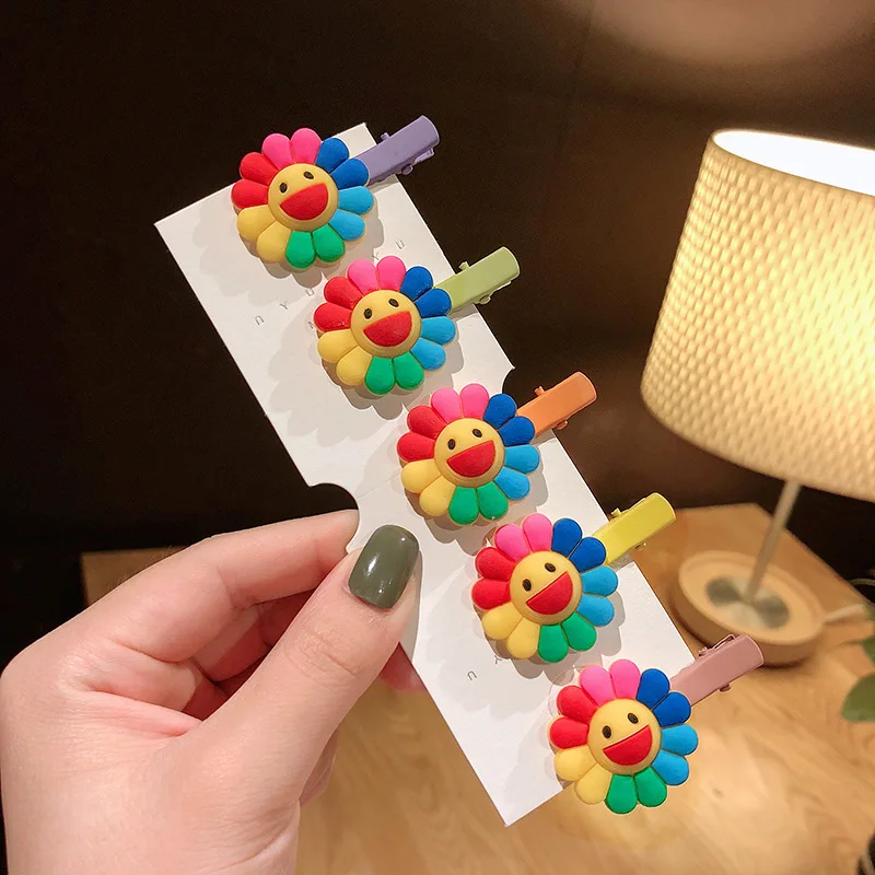 Заколка для волос в виде подсолнуха детей Детский головной убор сетчатый милый