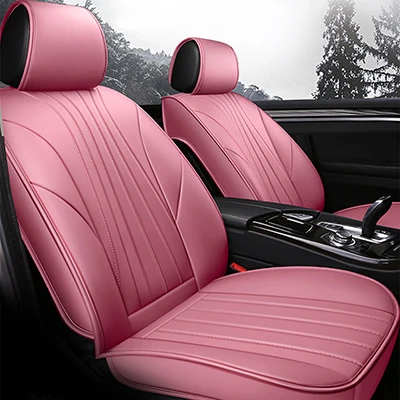 Pink 3D Leather car seat cover for hyundai tucson santa fe getz solaris creta kona lantra i40 elantra terracan all models 5 seat - Название цвета: Pink