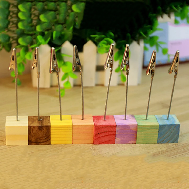 1PC 8 Cube Stand Alligator Wire Card Note Memo Table Photo Picture Clip Holders | Канцтовары для офиса и дома