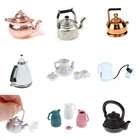 Миниатюрные аксессуары для кукольного домика, имитация чайника, чайник, модель для кухни, игрушки для украшения кукольного дома, 112