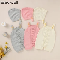 baywell newborn baby knit sleeveless romperhat set autumn toddler clothing one piece jumpsuit spring outfits clothes