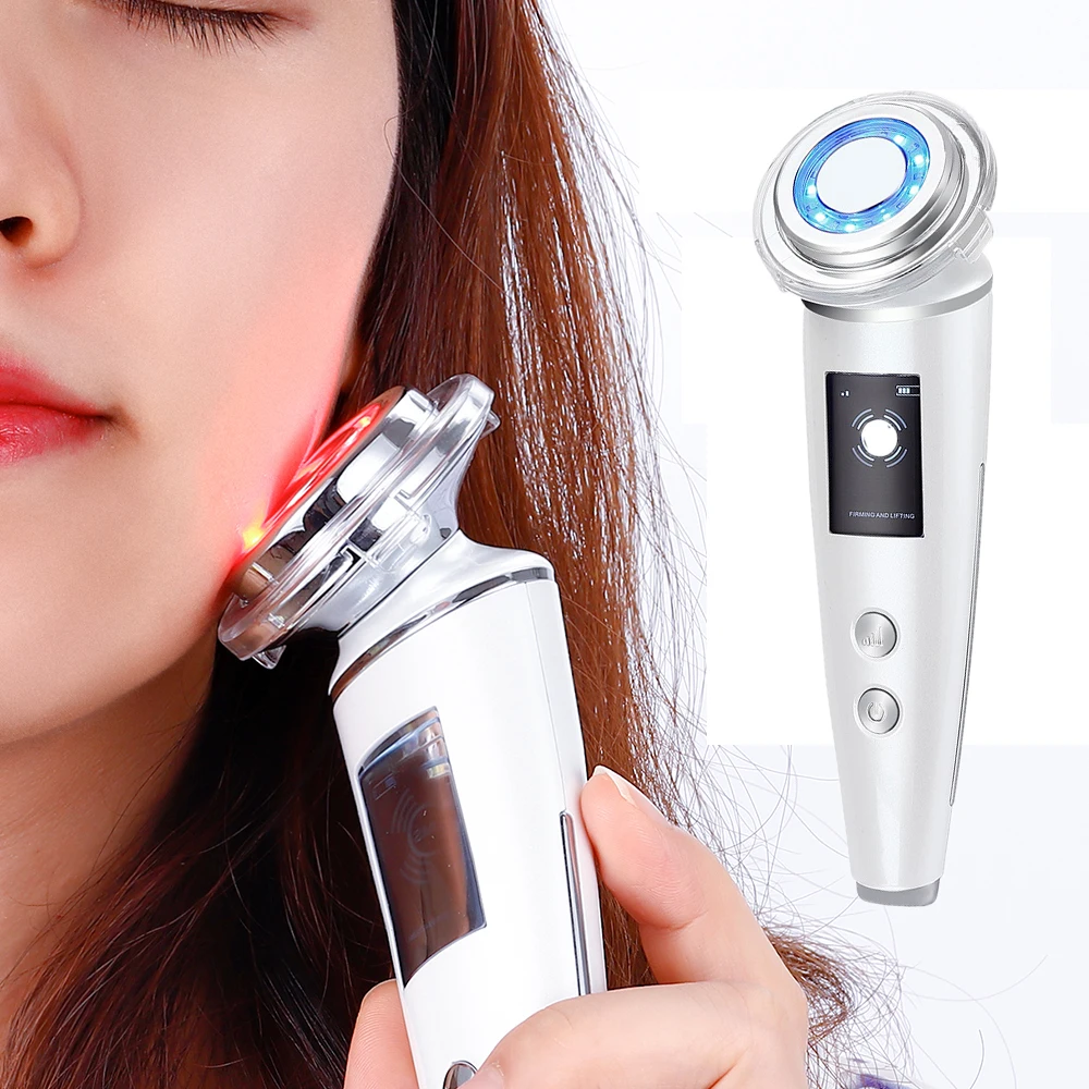 

Skin Lift Tighten Machine High Frequency Vibration Galvanic Ion Face Beauty Device RF EMS LED Red Blue Light Photon Therapy