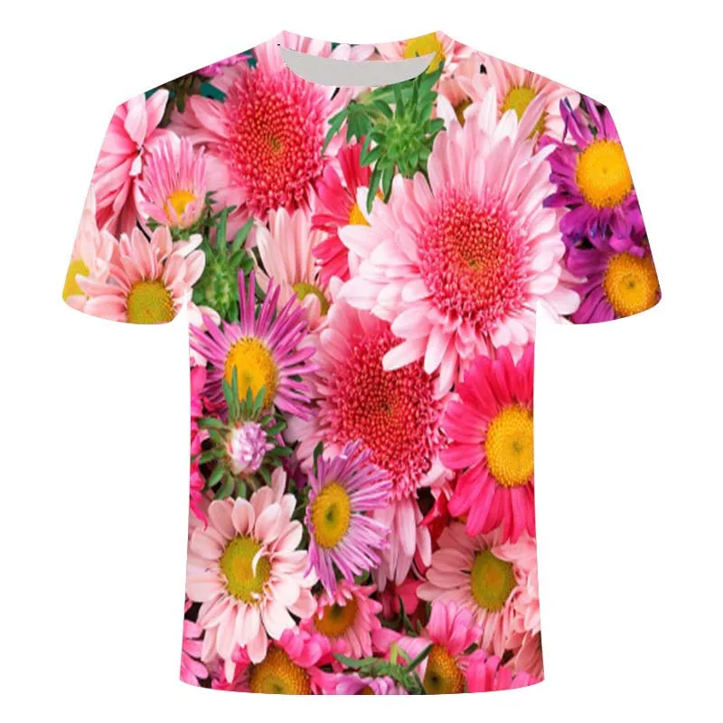 

Best selling men's summer flower pattern 3D T-shirt fashion bright casual T-shirt casual and comfortable streetwear short sleeve