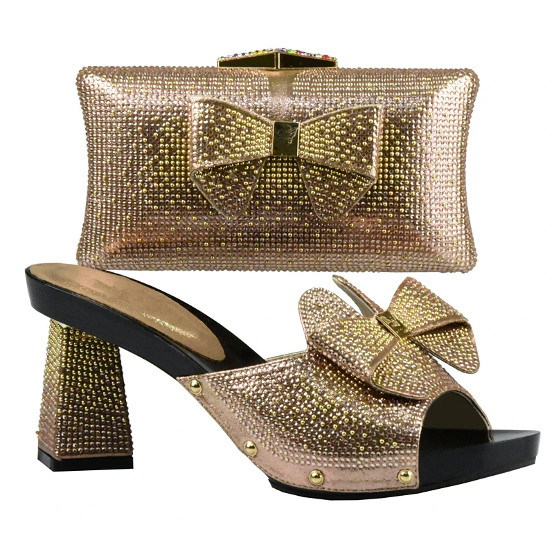 Желтый Свадебный комплект из обуви и сумки итальянский Дамский украшенные