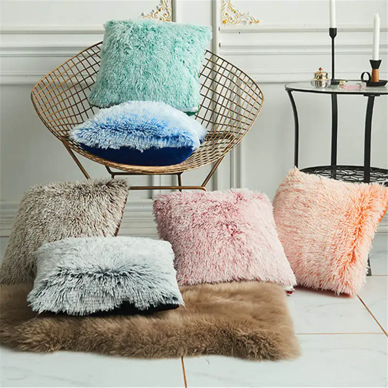Plush Sea lion velvet Soft Fur Plush Throw Pillow Case Cover Home Bed Room Sofa Decoration Furry Waist Cushion Cover Pillowcase