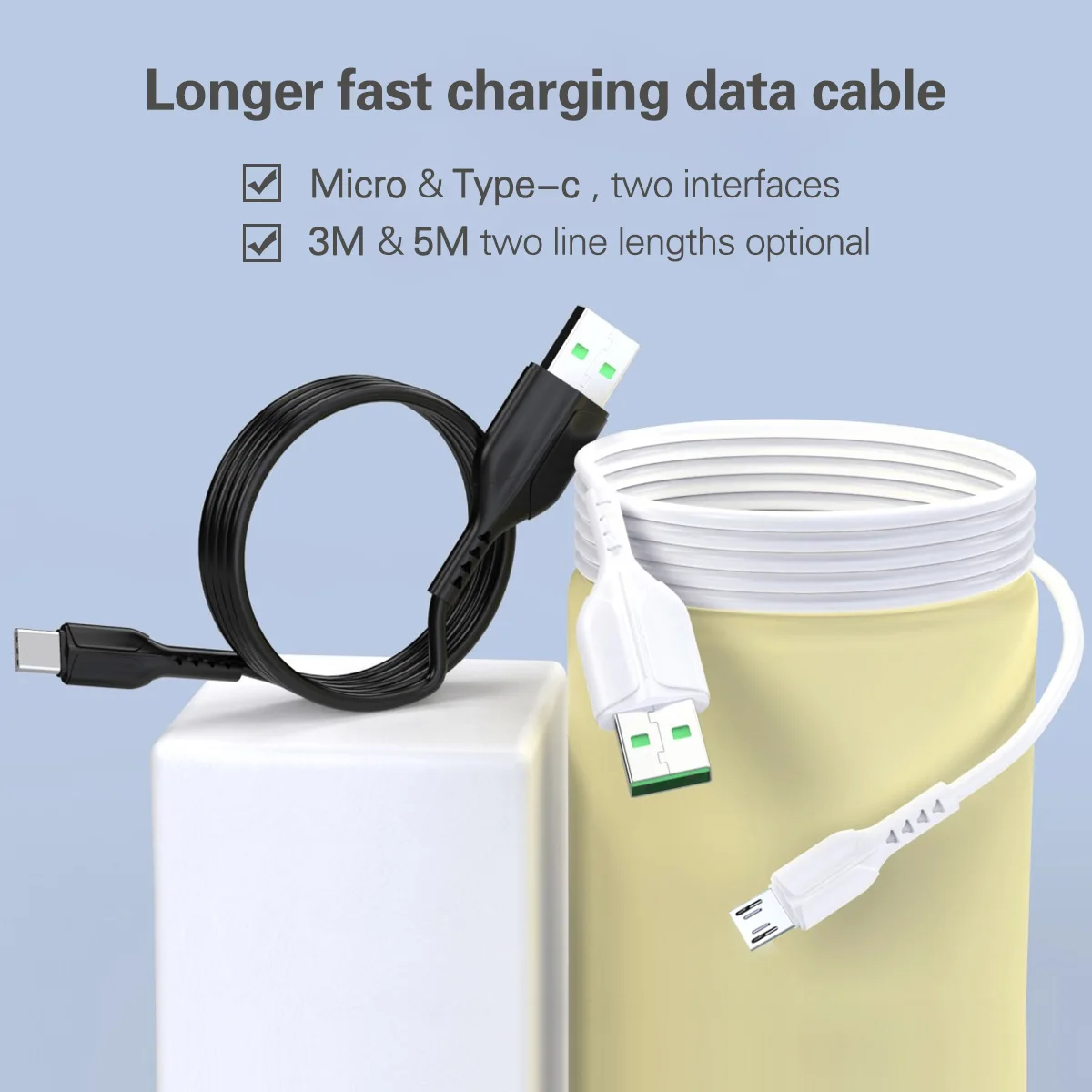 FONEKN 3 м 5 длинный кабель типа C Micro USB телефонный зарядный Быстрая зарядка