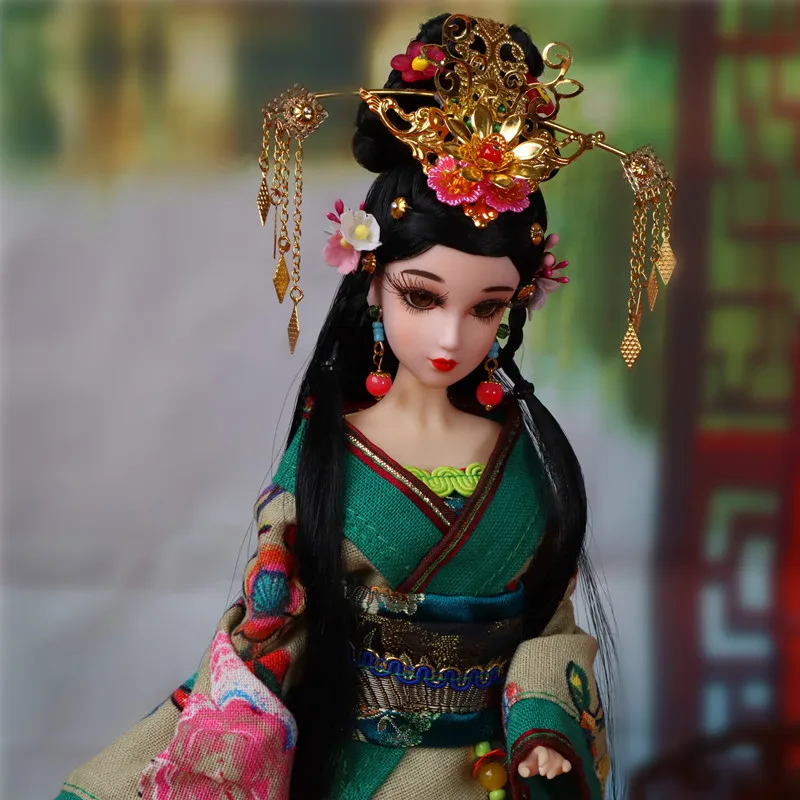

32cm Collectible Chinese BJD Doll Handmade Vintage Han Dynasty Zhuo Wenjun Dolls With Stand Gifts Toys For Girl
