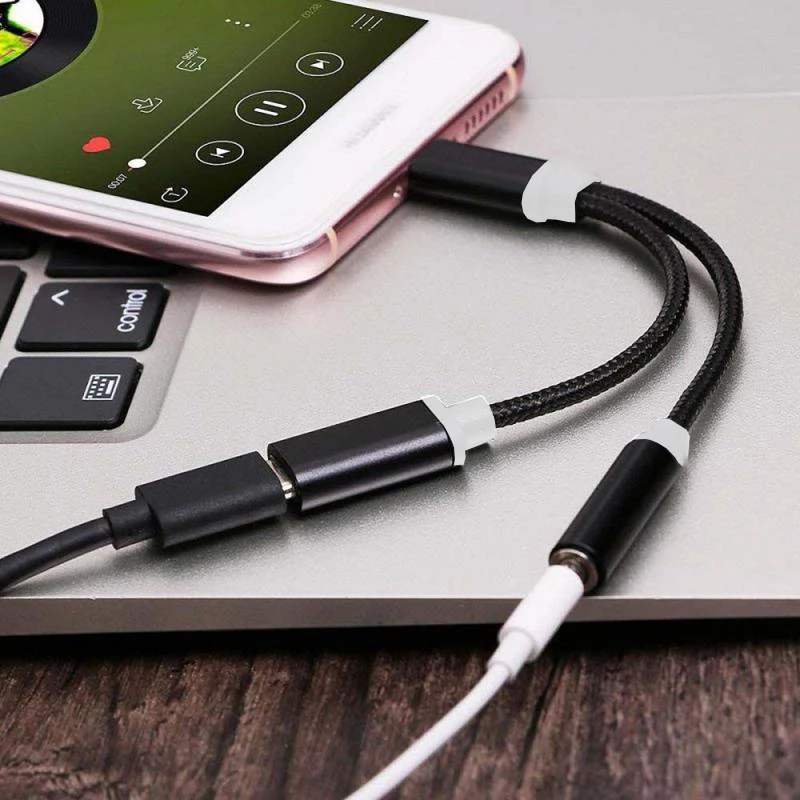 

2 in 1 Type-C to 3.5mm Jack Earphone Charging Adapter Type C to 3.5 Audio Splitter for Huawei P40 Xiaomi mi 10 9 8 AUX Convertor