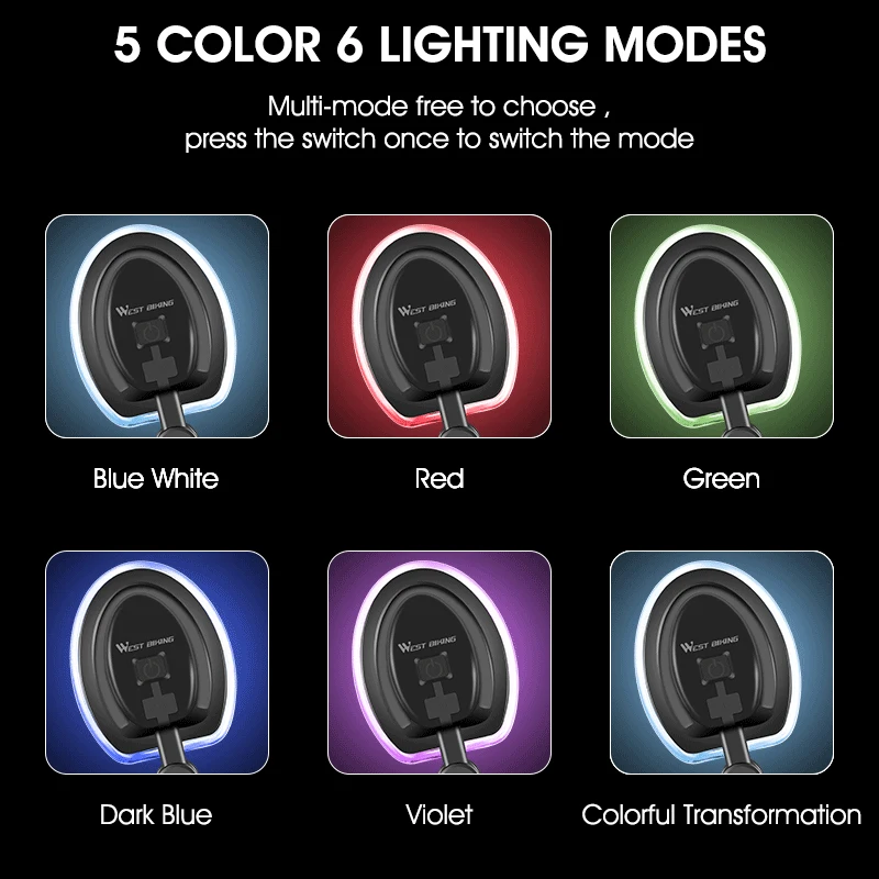 2021 2 In 1 Bicycle With Lamp 5 Color Dimming Rearview Mirror Night Riding Convex Reflector Parts Bike Accessories | Спорт и