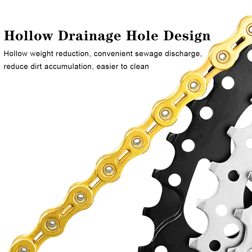 

Brand New Sports 9/10 speed Bicycle Chain Semi-hollow Moutain Bike Ultra-light 116L Gold and Silver Wear-resisting Chain