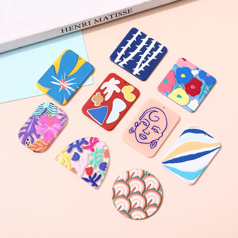 

4 шт. цветок портретной фотографии прямоугольная акриловая подвеска для изготовления ювелирных изделий Diy принадлежности для сережек ручны...