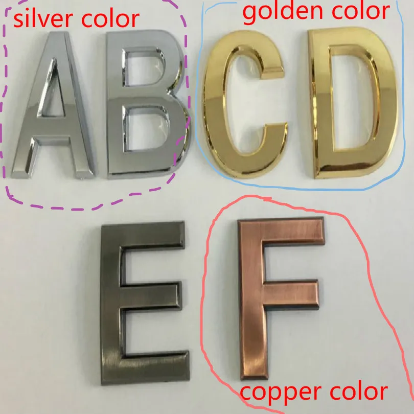 ABS гальваника DIY 3D 7*5 см Офис Отель дом номер двери Знак Домашний буквы Латунь
