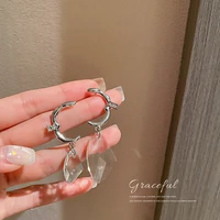 luxury transparent crystal irregular long earring bridal drop earrings for women fashion wedding jewelry brincos