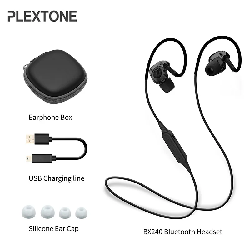 Спортивные Bluetooth наушники PLEXTONE BX240 с шейным ободом водонепроницаемые басовые