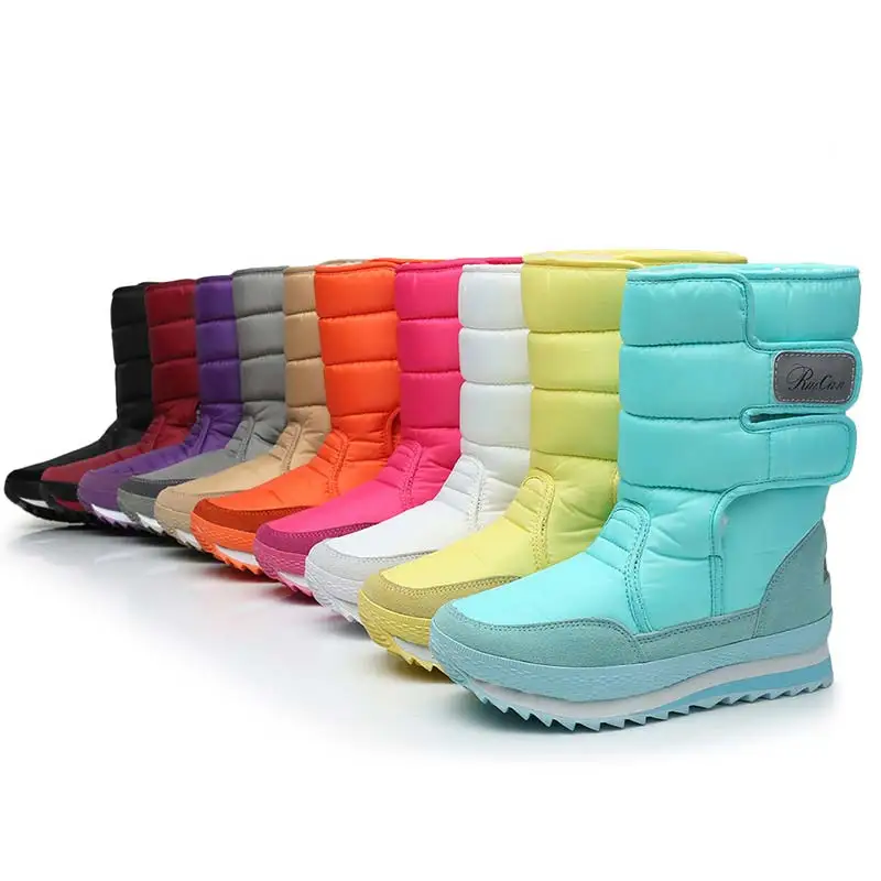 

Snow boots women shoes 2021 hook & loop mid-calf women winter boots round toe solid warm plush shoes woman