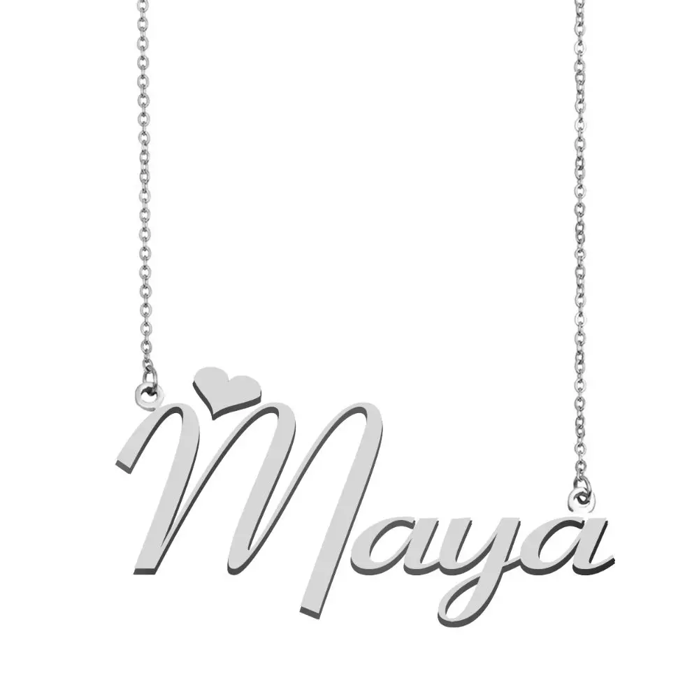 

Maya Name Necklace Personalised for Women Choker Stainless Steel Gold Plated Alphabet Letter Pendant Jewelry Best Friends Gift