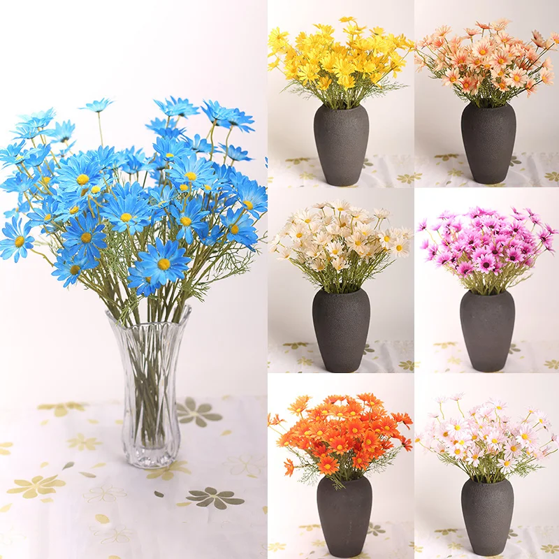 5 Forks Heads Artificial Daisy Flowers Silk Stamen Small for Wedding Home Table Decoration Fake Chamomile | Дом и сад