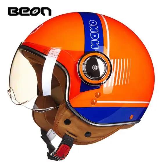110B-05 BEON мотоциклетный шлем Chopper 3/4, винтажный шлем с открытым лицом, мотоциклетный шлем, шлем для мотокросса, мотоциклетный шлем для скутера - Цвет: 110B-05
