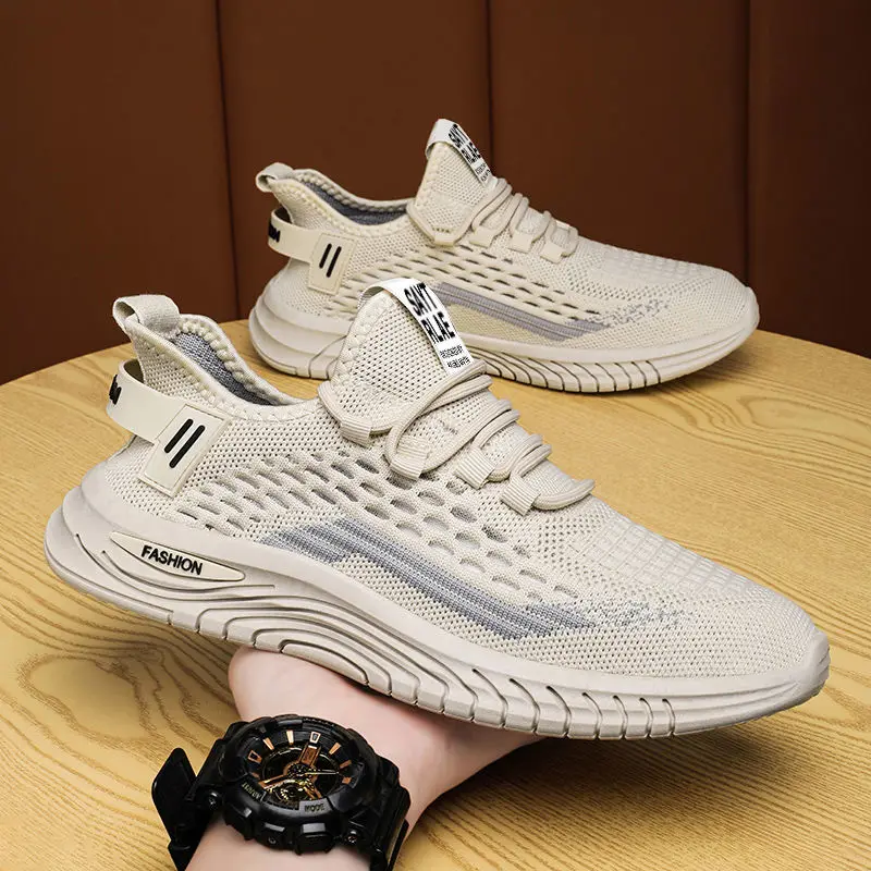 

Breathable Flying Mesh Sneakers Men Fashion All-match Little White Casual Sports Shoes Comfortable Soft Bottom Trend Men Shoes