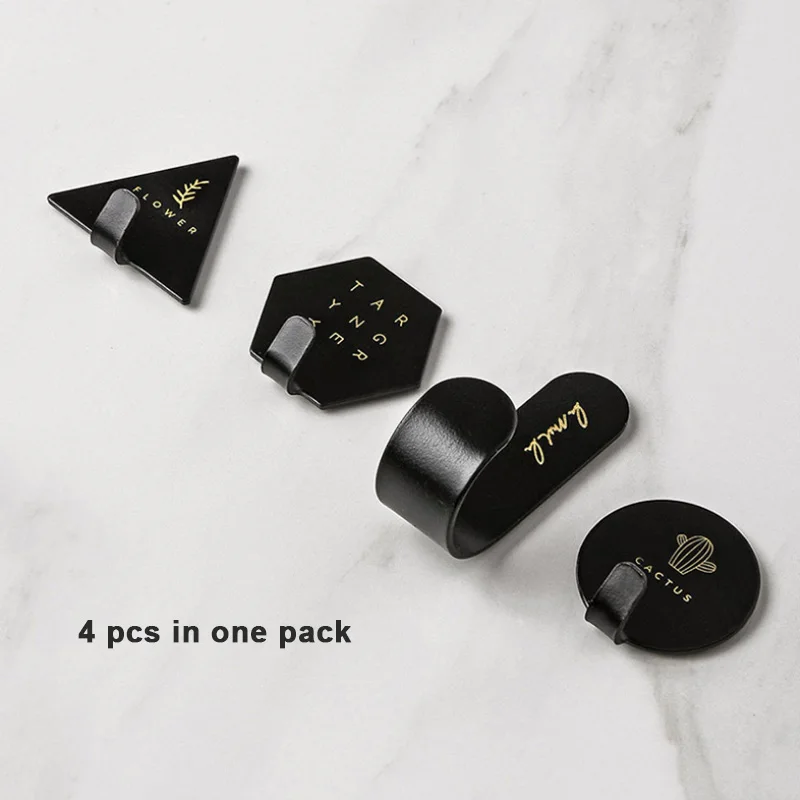 Black 4pcs 4/8pcs Minimalist Home Decoration Retro Hanger Decorative Adhesive Wall Hook Wall Coat Key Holder Rack Housekeeper Hanging Hooks - Color: Black 4pcs