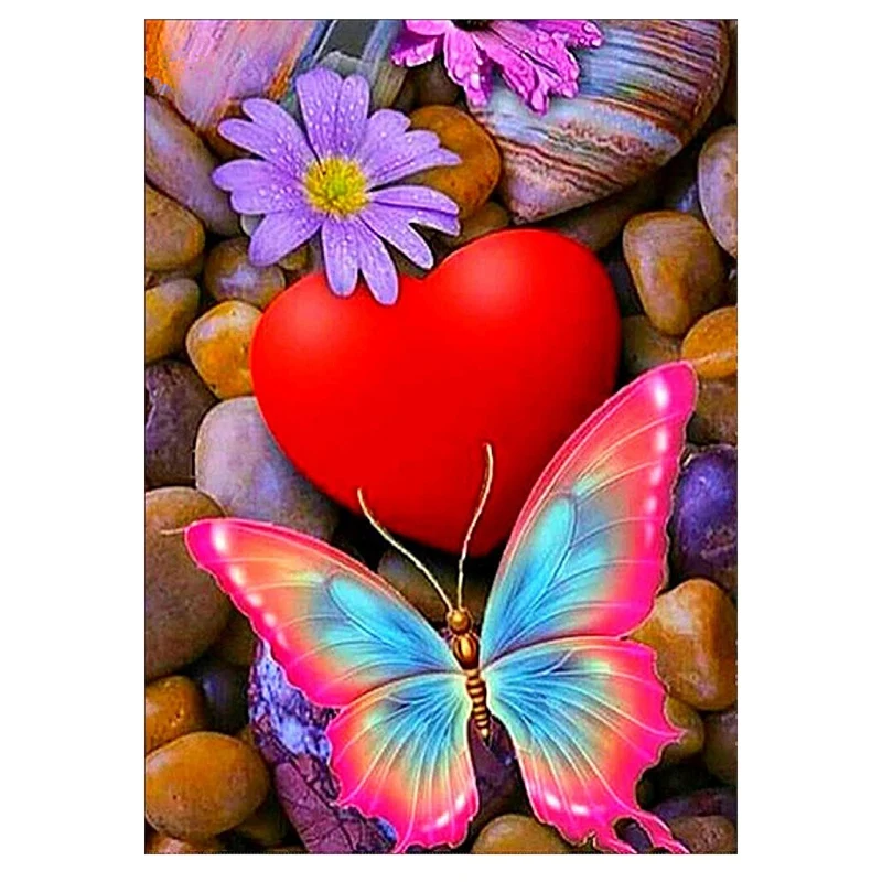 

Diamond Painting Drill Red Heart Love Butterfly 5D Daimond Painting Embroidery Cross Stitch