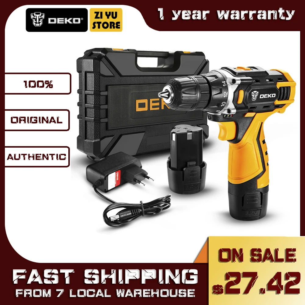Аккумуляторная дрель DEKO беспроводная с литий ионной батареей 3/8 в 12 В 16 20