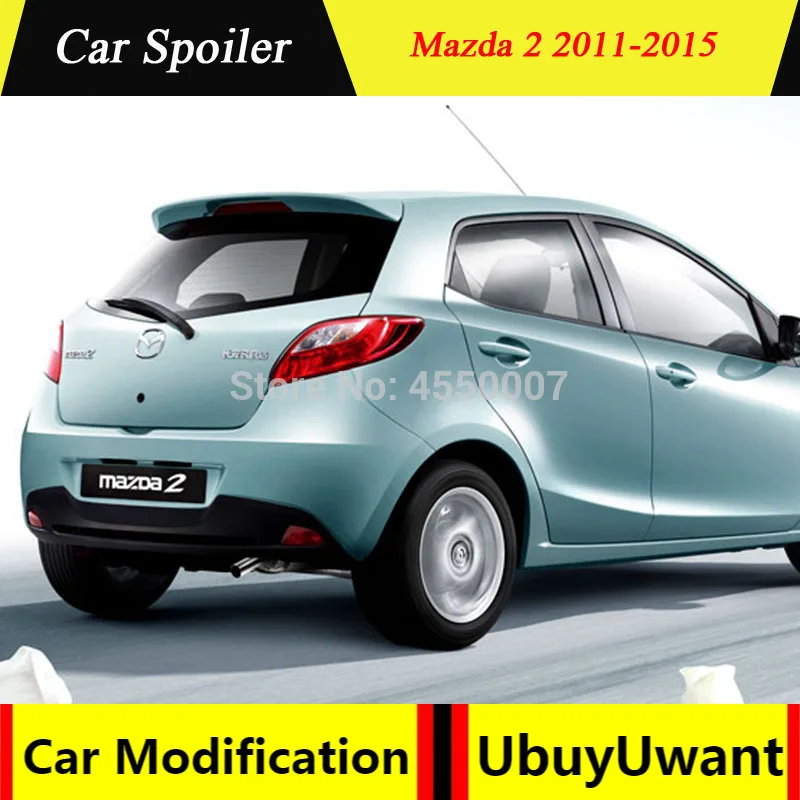 

UBUYUWANT For Mazda 2 Spoiler High Quality ABS Material Car Rear Wing Spoiler For Mazda 2 Mazda2 hatchback Spoiler 2011-2015