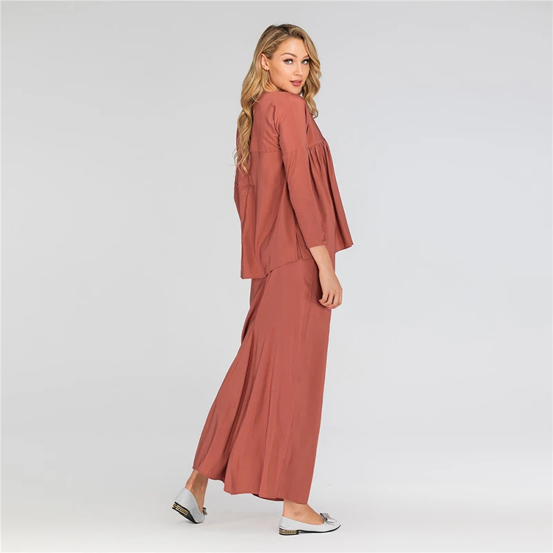 Abaya Дубай мусульманский Топ ансамбль Femme 2 шт. юбка Pantalon Оман Пакистан турецкая